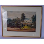 BRITISH SCHOOL (19th/20th century), framed watercolour, a gentleman on a horse drawn carriage in a
