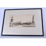 AFTER WILLIAM LIONEL WYLLIE (1851-1931), framed etching, London scenes, signed in pencil. 20 cm x 38