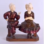 A FINE LATE 19TH CENTURY COLD PAINTED BRONZE AND IVORY FIGURAL GROUP by Professor Otto Poertzel,