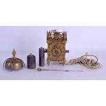 AN 18TH/19TH CENTURY MINIATURE DUTCH LANTERN CLOCK with foliate engraved dial and open work rim. 8