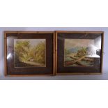 SOUTHEAST ASIAN SCHOOL (20th Century), framed pair watercolour, mountainous river landscape,