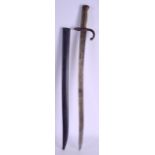 A 19TH CENTURY MILITARY SWORD the mounts stamped 19064 and other indistinct markings. 70 cm long.