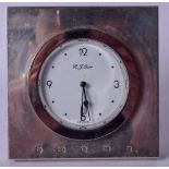 A SOLID SILVER CLOCK, stamped "925", "RC", 20th century. 10 cm x 10 cm.