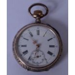 AN EARLY 20TH CENTURY SOLID SILVER POCKET WATCH, inner case stamped Sheffield marks, with white