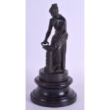 A 19TH CENTURY CONTINENTAL BRONZE FIGURE OF A CLASSICAL FEMALE after the antique, modelled upon an