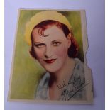 A RARE PICTURE OF ACTRESS GRACIE FIELDS, signed "with my love, Gracie Fields". 23 cm x 18 cm.