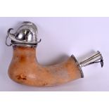 A RARE 19TH CENTURY AUSTRO HUNGARIAN SILVER MEERSCHAUM MILITARY PIPE unusually formed with an