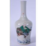 A LARGE CHINESE FAMILLE VERTE PORCELAIN VASE BEARING KANGXI MARKS, decorated with a mythical