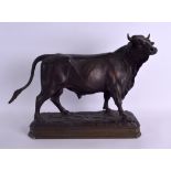 A LATE 19TH CENTURY FRENCH BRONZE FIGURES OF A BULL by Jules Moigniez (1835-1894), modelled upon a