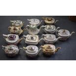 A GROUP OF THIRTEEN ENGLISH TEA POTS, of varying factory and style.(13)