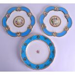 A PAIR OF 19TH CENTURY COALPORT PLATES together with a Minton plate made for Davis Collamore. 24