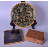 A COPELAND LATE SPODE POTTERY DISH DECORATED WITH FIGURES, together with a "Queens Royal Lancers"