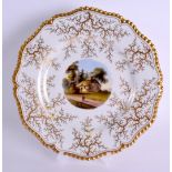 AN EARLY 19TH CENTURY FLIGHT BARR AND BARR PLATE painted with a landscape of Binstead Cottage,