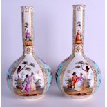 A LARGE PAIR OF 19TH CENTURY GERMAN AUGUSTUS REX PORCELAIN VASES painted with lovers within