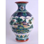 A 19TH CENTURY JAPANESE AO KUTANI PORCELAIN VASE painted with landscapes. 25 cm high.