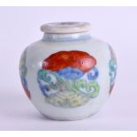AN UNUSUAL CHINESE QING DYNASTY WUCAI JAR AND COVER bearing Chenghua marks to base, painted with