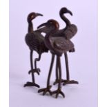 A JAPANESE BRONZE OKIMONO modelled as three birds. 6 cm x 3.25 cm.