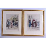 JULES-BAPTISTE DAVID (1808-1892), framed pair of watercolours, signed, French scene, children