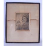 MONRO S ORR (b.1874), framed etching, a male smoking a pipe with a ship in the distance. 18 cm x