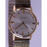 A 9CT GOLD ACCURIST WRISTWATCH. 3 cm diameter.