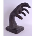 A LATE VICTORIAN BRONZED PLASTER FIGURE OF HAND by Maude M Ackery, teacher of drawing and design