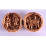A MID 19TH CENTURY EUROPEAN CARVED IVORY DIEPPE OPEN ORB carved with figures in landscapes. 11.5