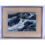 HAROLD HERBERT HOLDEN (b. 1885), framed watercolour, signed, turbulent water in a river. 31 cm x