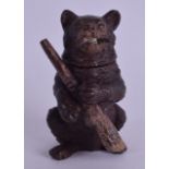 A COLD PAINTED BRONZE BEAR VESTA CASE. 8 cm high.