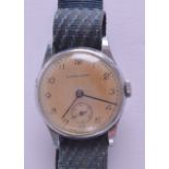 A VINTAGE LANGENDORF WRISTWATCH possibly Military. 3 cm diameter.