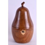 A CARVED FRUITWOOD PEAR TEA CADDY. 18 cm high.