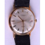 A 9CT GOLD BENSON OF LONDON WRISTWATCH. 3 cm diameter.