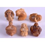 SIX CARVED BONE NETSUKE in various forms and sizes. (6)