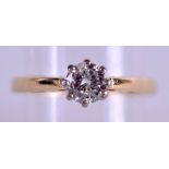 A GOOD 18CT GOLD DIAMOND SOLITAIRE RING over 0.5 ct. 3.6 grams. Size N.