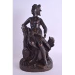 A LARGE 18TH/19TH CENTURY CONTINENTAL CARVED WOOD FIGURE OF A FEMALE possibly a representation of