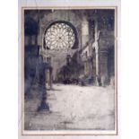 EDWARD MILLINGTON SYNGE (1860-1913), framed etching, signed in pencil, interior of a cathedral or