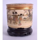 A LATE 19TH CENTURY JAPANESE MEIJI PERIOD SATSUMA BOX AND COVER painted with geisha within