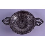 A 19TH CENTURY CONTINENTAL SILVER TWIN HANDLED PORRINGER decorated with flowers and motifs. 6.7