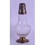 A FRENCH SILVER AND CRYSTAL GLASS SCENT BOTTLE. 17 cm high.