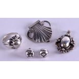 FOUR PIECES OF GEORG JENSEN SILVER JEWELLERY. (4)