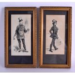 CIRCLE OF FRED ROE (1864-1947), framed pair pen and ink drawings, monogrammed "C" & dated 1920, a