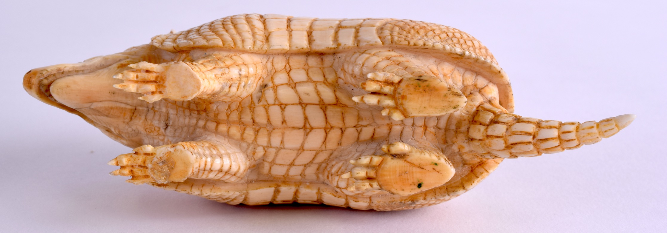 A VERY RARE 19TH CENTURY JAPANESE MEIJI PERIOD CARVED IVORY ARMADILLO naturalistically modelled in a - Image 4 of 6