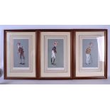 AN AMUSING SET OF SIX LIMITED EDITION SPORTING PRINTS, one depicting a cricketer together with