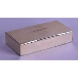 A 1930S STERLING SILVER CIGARETTE BOX. 10.7 oz inc wood liner. 15.5 cm x 8 cm.