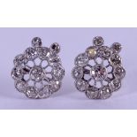 A GOOD PAIR OF ANTIQUE WHITE GOLD AND DIAMOND EARRINGS of approx. 2cts overall. 4.6 grams.