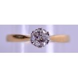 A GOOD 18CT GOLD DIAMOND SOLITAIRE RING approx. 0.5 ct. 3.1 grams. Size N.