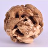 A FINE EARLY 19TH CENTURY JAPANESE EDO PERIOD CARVED IVORY OKIMONO formed as numerous mice in