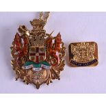 A RARE 9CT GOLD AND ENAMEL MAYORS MEDALLION presented to Counsellor V G H Davies Mayor of