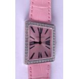 A FINE 18CT WHITE GOLD AND DIAMOND VACHERON & CONSTANTIN WRISTWATCH with angular iridescent pink