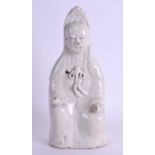 AN EARLY 18TH CENTURY CHINESE BLANC DE CHINE FIGURE OF GUANYIN Qing, modelled holding a scroll. 22