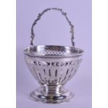 A STERLING SILVER SWING HANDLED BASKET. 6.1 oz. 18 cm high inc handle.